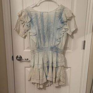 Charming Blue and Cream Kids Dress